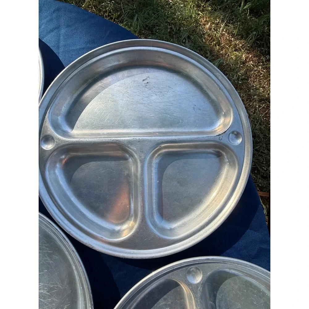 Vintage Aluminum Divided Mess Trays Set of 6 – Military Cafeteria Style Plates